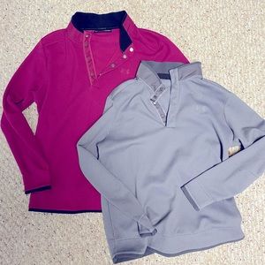 2 UA coldgear 1/4 button up sweaters